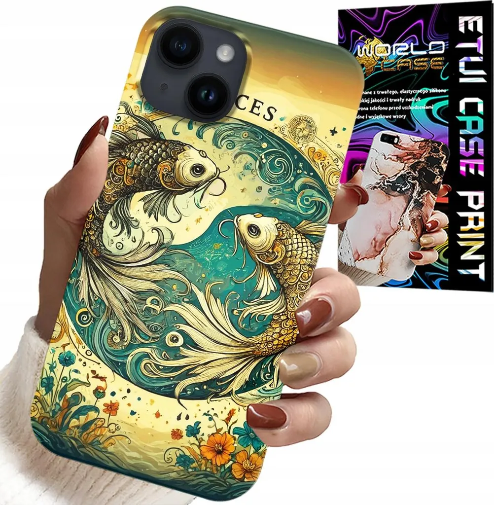 Cover iPhone 15 Zodiac Pisces - Custodia Gold Foil Astronomica Luxury