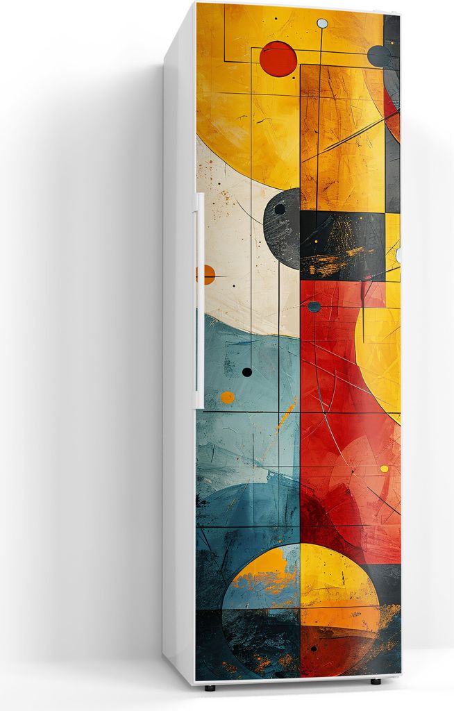 DEQORI Magnetmatte Kühlschrank beschreibbar 60x190 cm 'Geometrischer Farbzauber' Magnetfolie