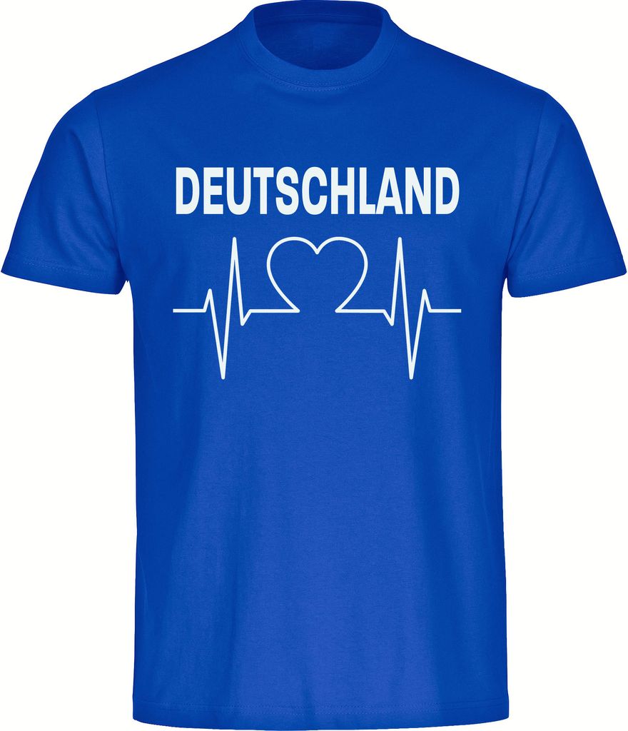 multifanshop Herren T-Shirt - Deutschland - Herzschlag, blau, Größe 5XL