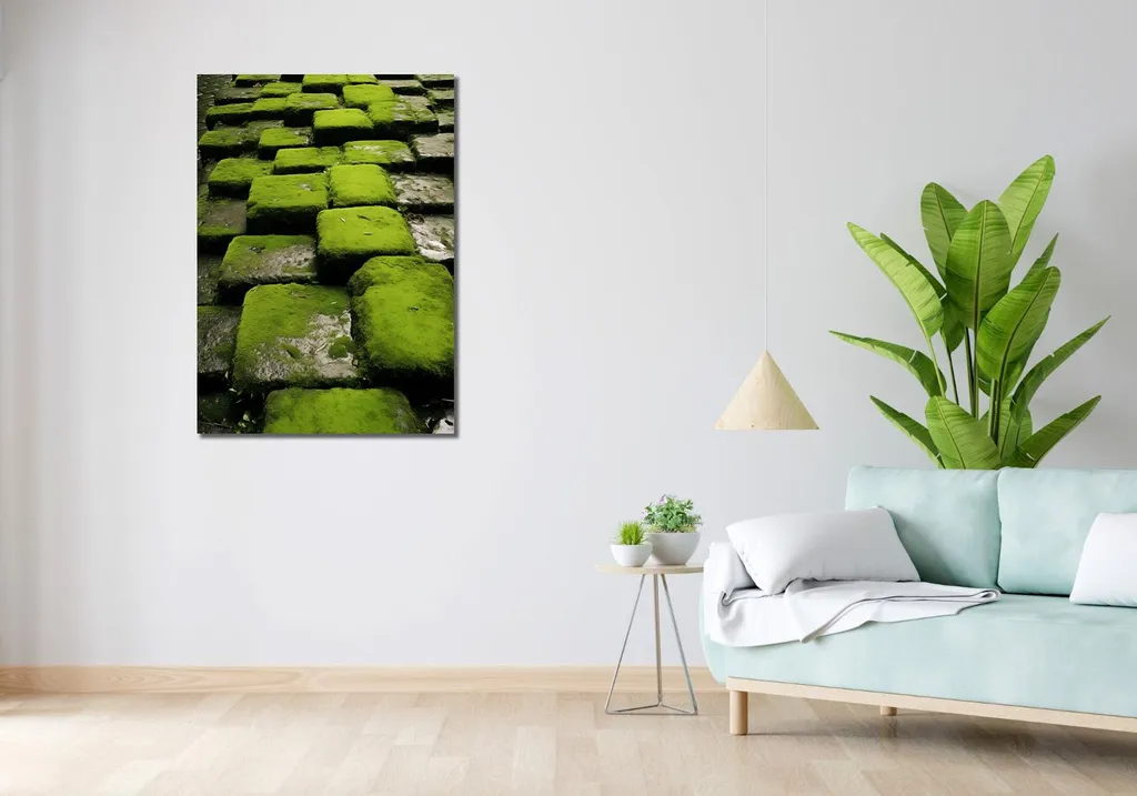 Tableau Mosaïque Verte 70x100 cm - Toile Grand Format Effet Texture