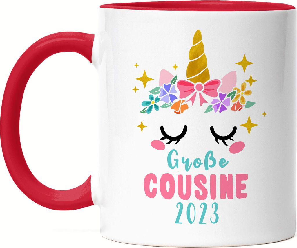 Große Cousine 2023 Tasse Rot Lieblingscousine Geschenkidee Produktbild 