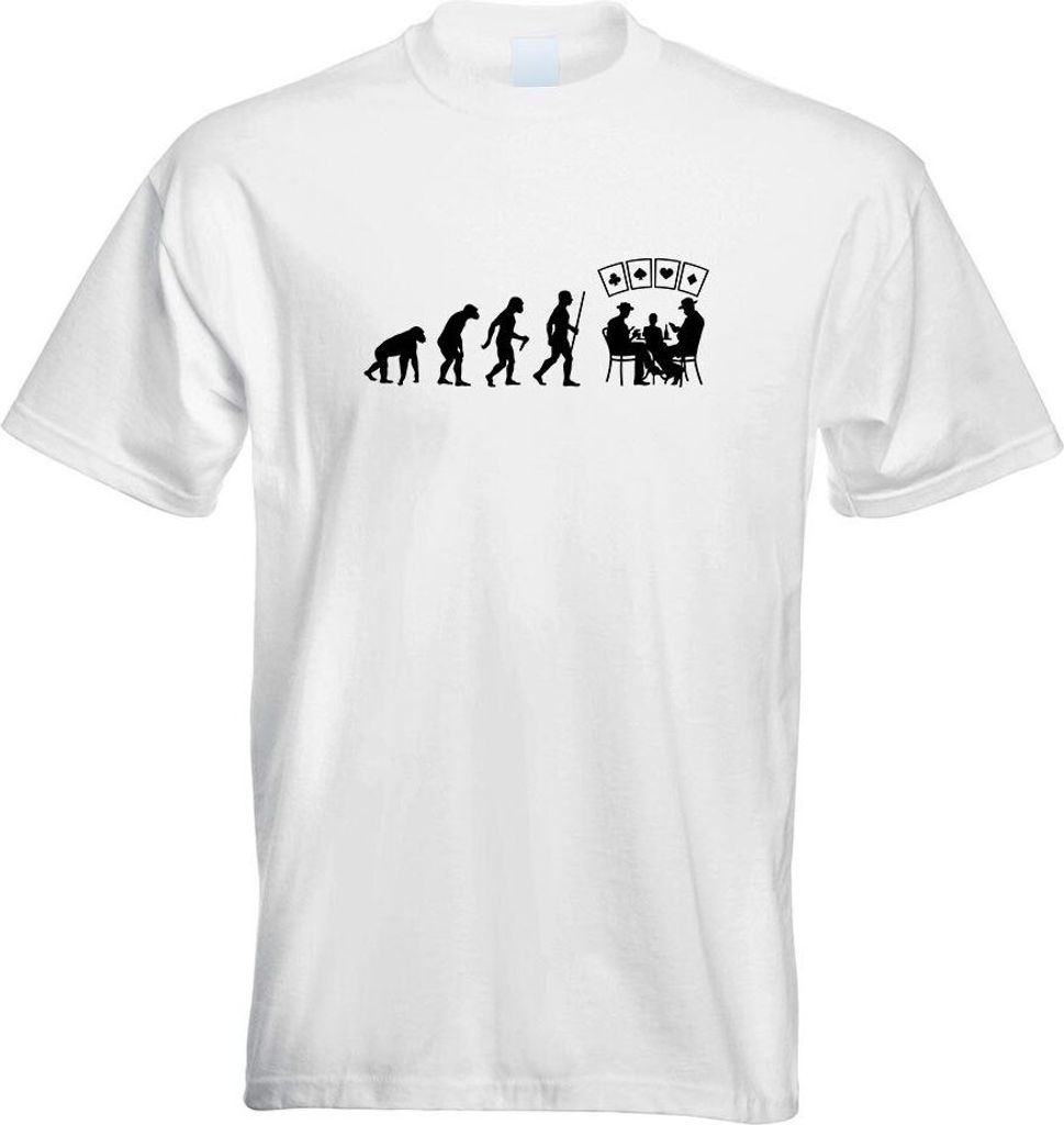Kiwistar - T-Shirt - Weiss - Kartenspiel Pokern Evolution Motiv Bedruckt Funshirt Design Print - mit Motiv Bedruckt - Funshirt Design - Sport - Fre...