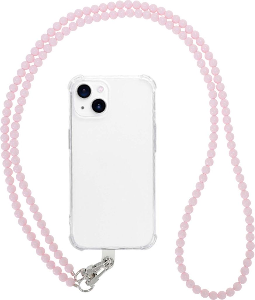 Telefonkette, Trendige Acrylperlen-Deko-Handylanyard, Universeller Anti-Fall-Hängestrap für Mobiltelefone, Hellrosa