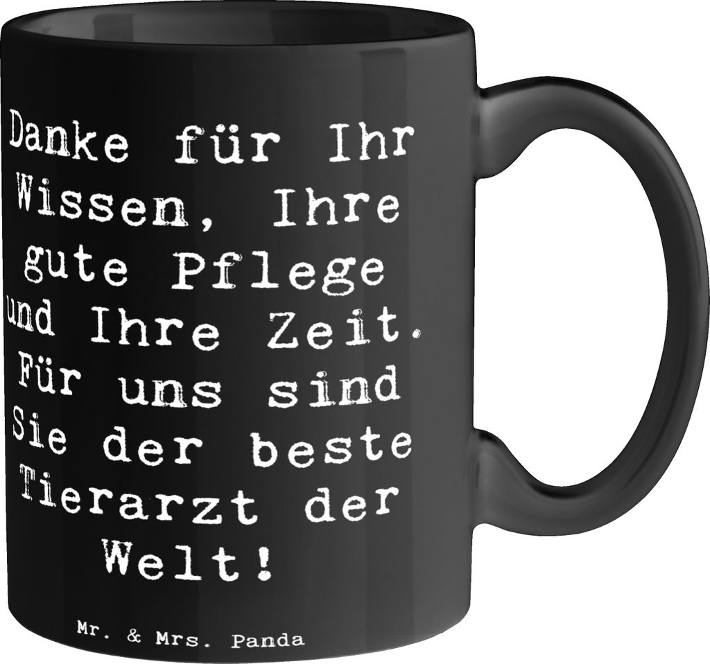 Mr. & Mrs. Panda Tasse Spruch Bester Tierarzt - Schwarz - Geschenk, Pflege, Bedanken, Aufmerksamkeit, unermüdlicher Einsatz, Teetasse, Kaffeebeche...