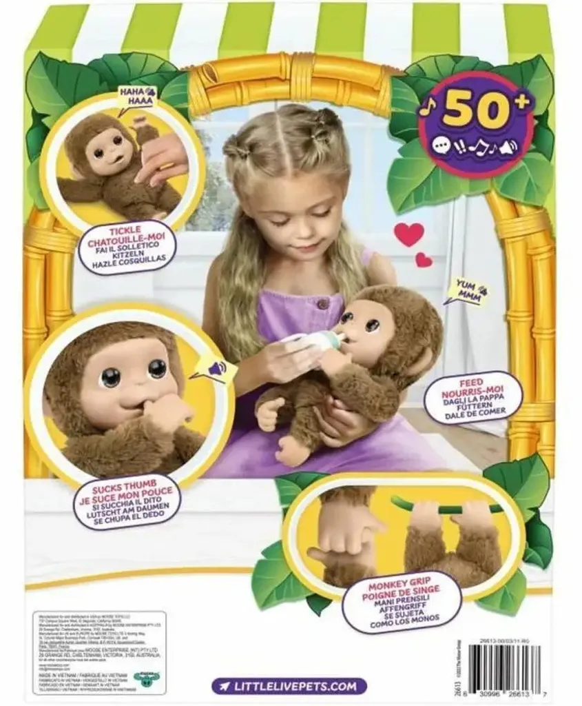 Peluche interactive Singe My Baby Monkey avec biberon et sons réalistes