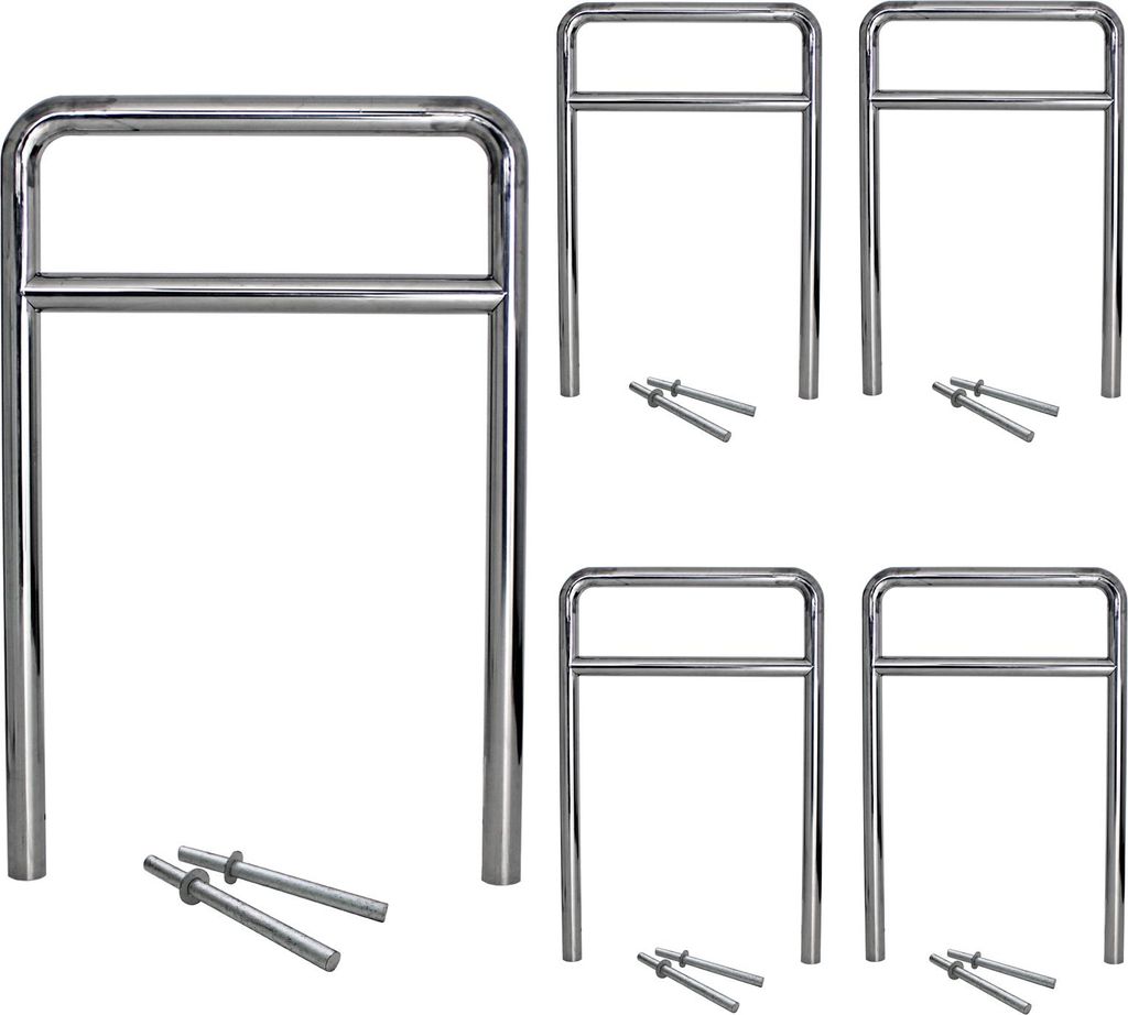 5 x Fahrradanlehnbügel 118 x 78 cm Edelstahl Ø 60 mm grau Einbetonieren Fahrradständer Parker Typ H