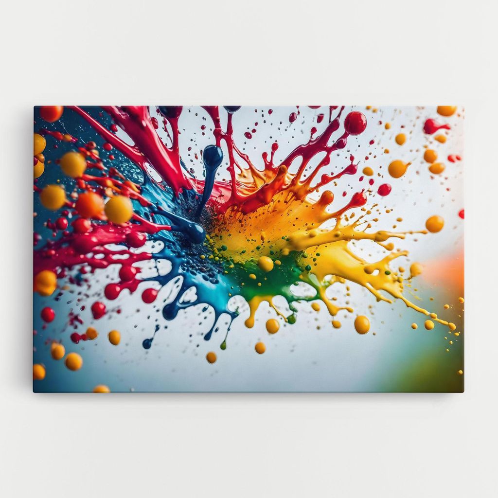 ARTHUB Leinwandbild 50x70 cm, Colorful Splash Rainbow | Wohnzimmerdekoration, Hängende Bilder, Wanddekoration, Heimdekoration, Abstrakte, Lebend...