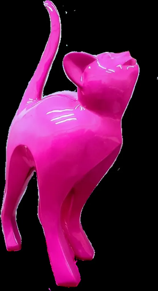 Décoration de Jardin Chat Rose Géant 130cm Objet Déco Design Extérieur