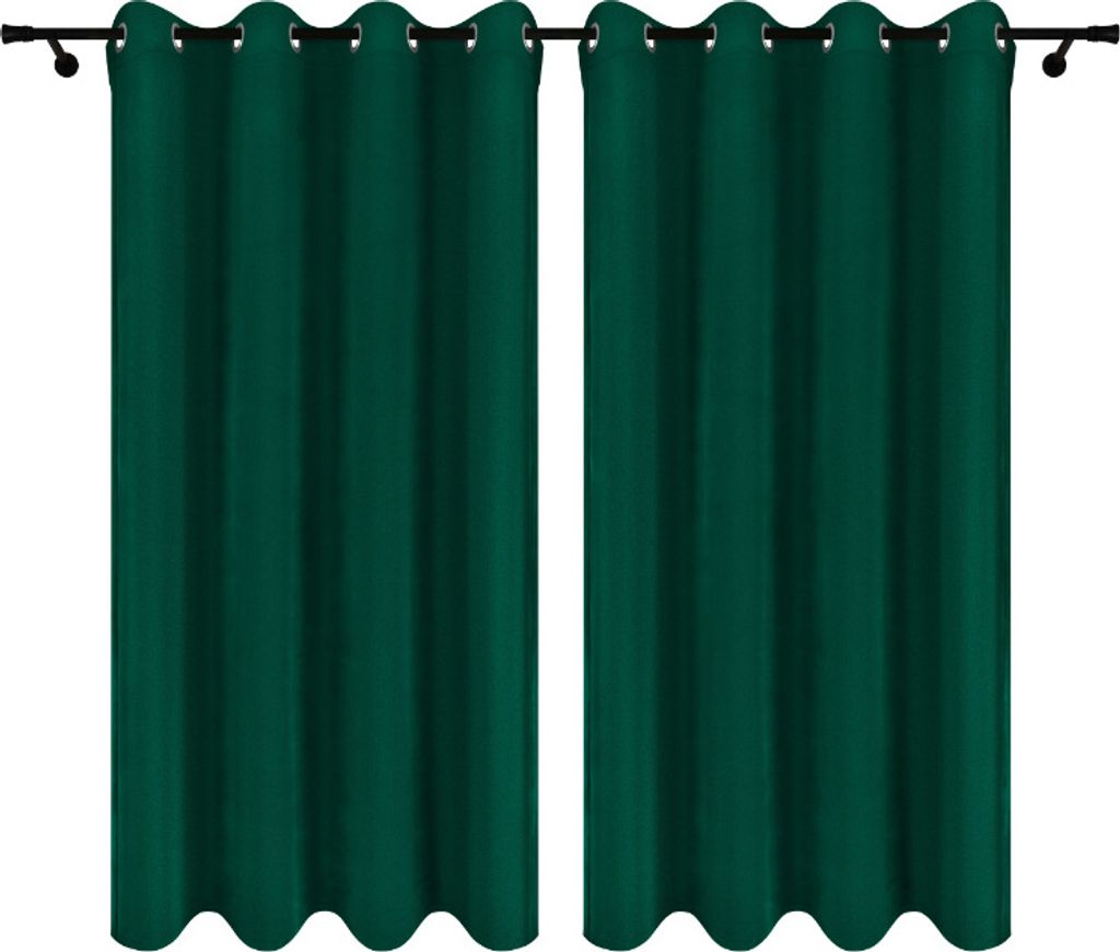 Fertige Vorhänge aus Velours mit Ösen 140x250 cm 2 Stücke Dunkelgrün Grün Blickdichte Gardinen