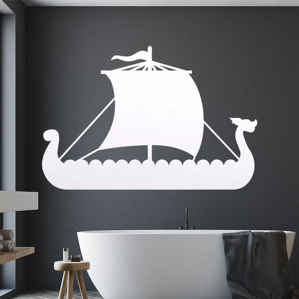 Wikinger Schiff Drachenboot Wandtattoo Wandaufkleber Wall Sticker - Dekoration, Küche, Wohnzimmer, Schlafzimmer, Badezimmer