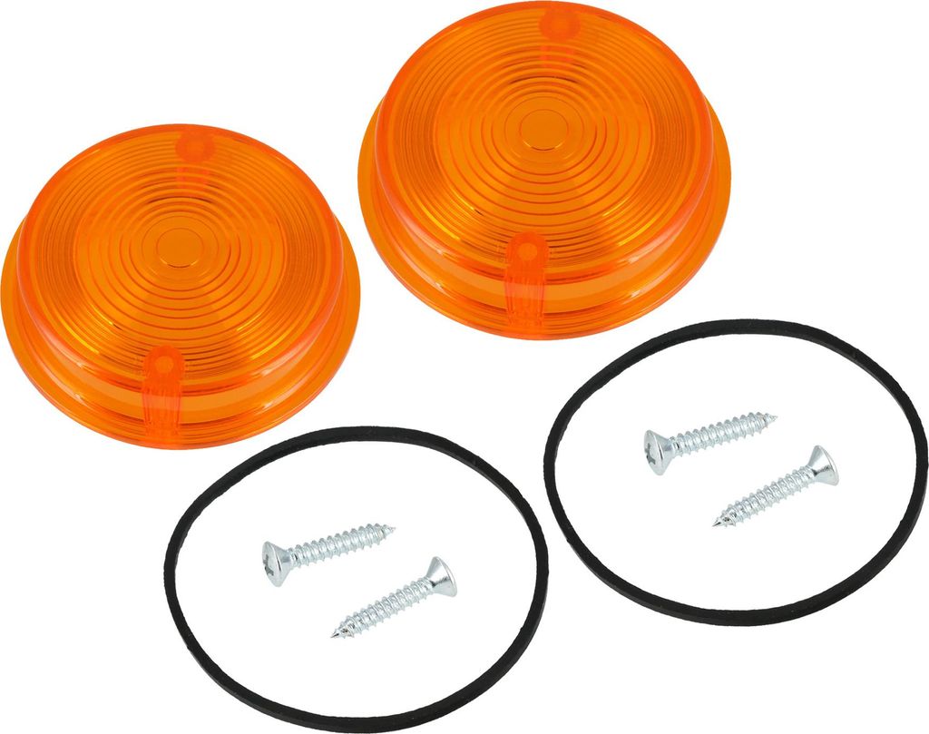 Set: 2x Blinkerkappe hinten, rund, orange inkl. Gummidichtring + Schrauben - für Simson S50, S51, S70, SR50, SR80 - MZ ETZ, TS