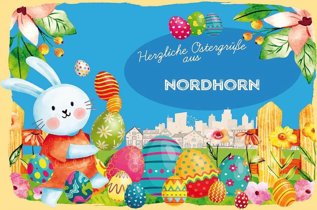 vianmo Holzschild 12x18 cm Ostergrüße NORDHORN