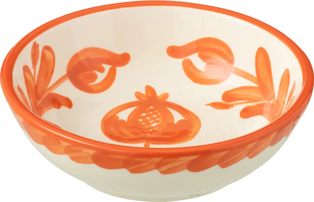Petite Coupe Basse Granada en Céramique J-Line Blanche et Orange 14cm