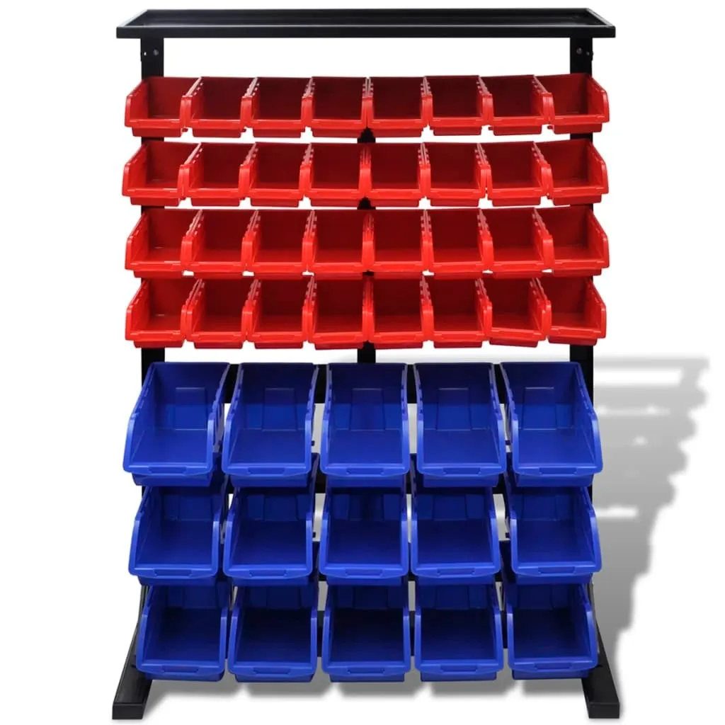 vidaXL Boîtes d'atelier murales avec support de rangement Bleu et Rouge