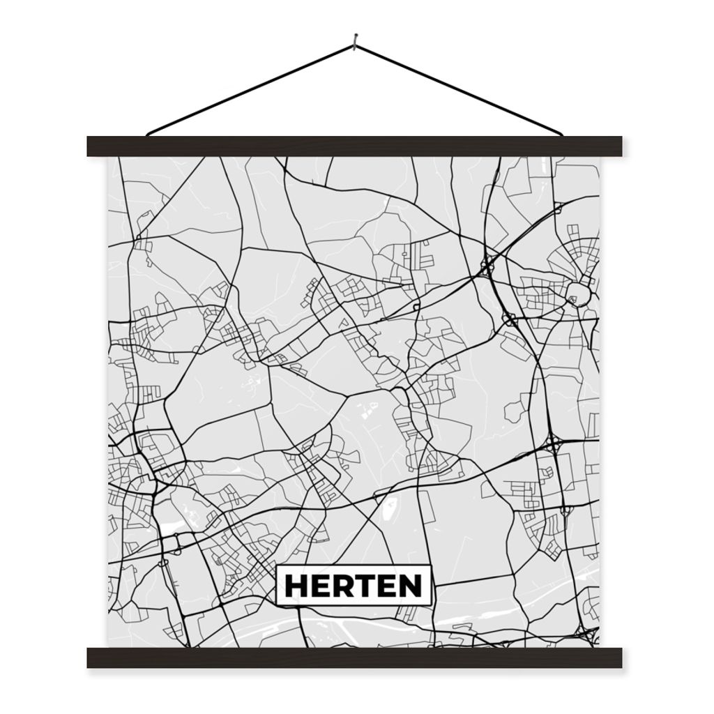 MuchoWow Textilposter Karte - Stadtplan - Deutschland - Hirsch - Karte 90x90 cm mit schwarzem Rahmen - Magnetisches