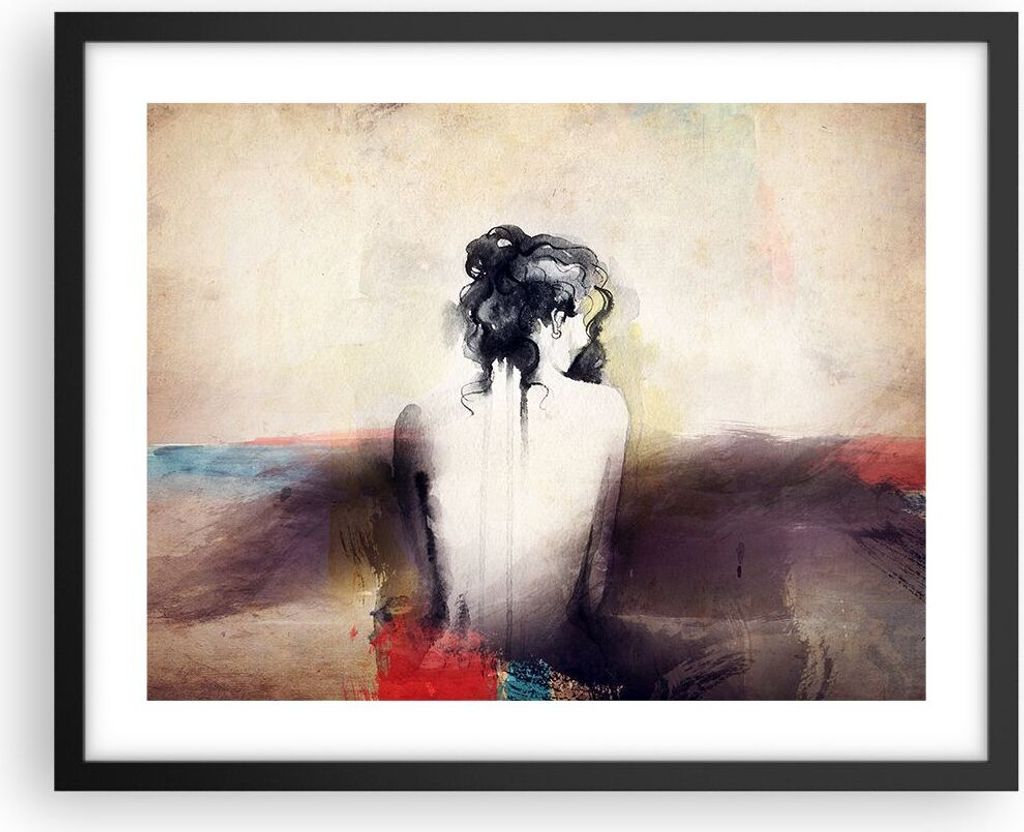 Gerahmtes Poster - Schwarzer Rahmen - Frau handeln nackt - 50x40 cm - Wand Bild - Wanddeko - Wandbilder - Kunstposter - Wandposter - Bilderrahmen -...