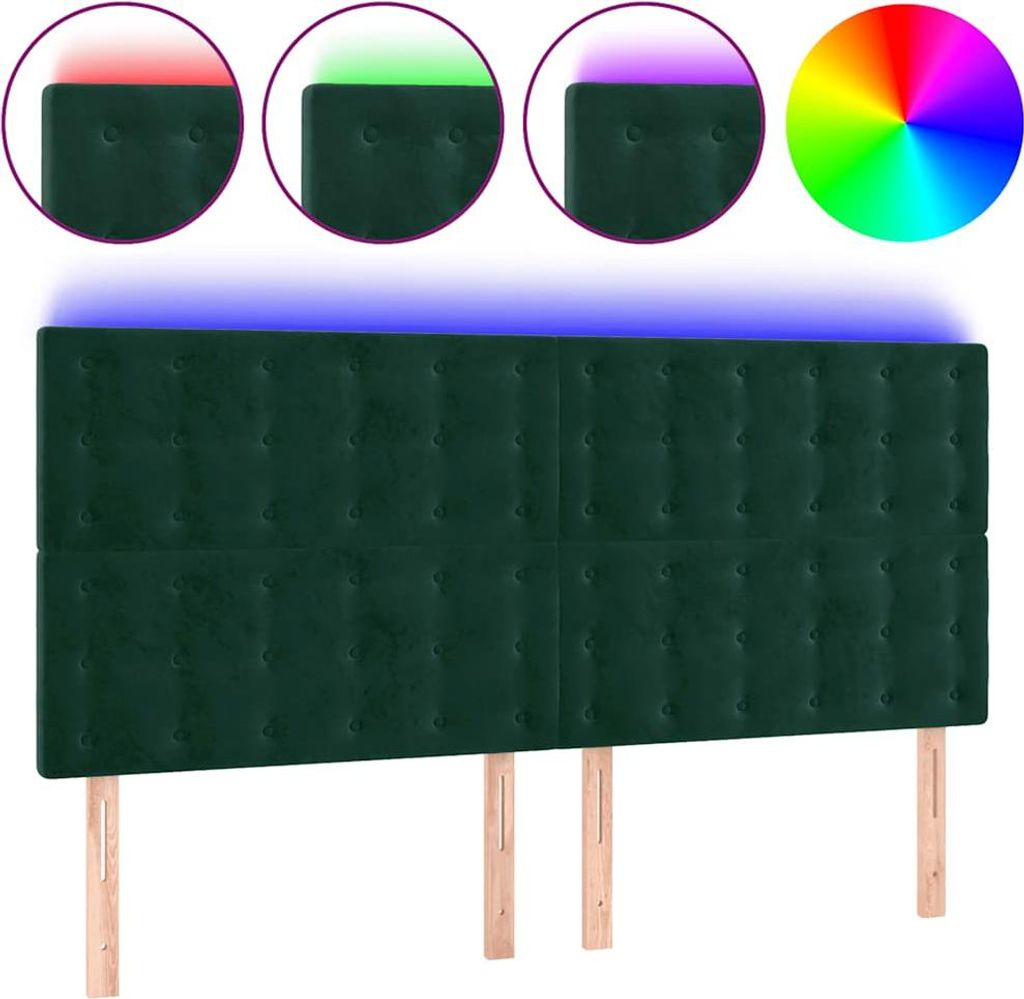 vidaXL LED Kopfteil Dunkelgrün 160x5x118/128 cm Samt