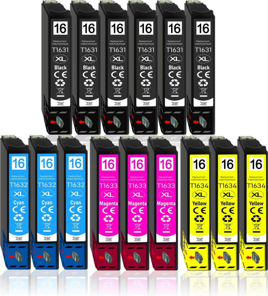 15er Pack Druckerpatronen 16 16XL kompatibel mit Epson WF-2530