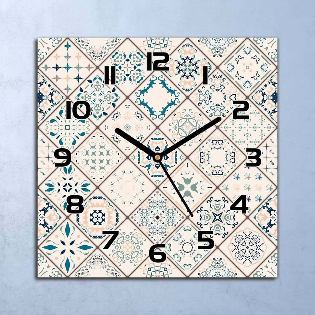 Wanduhr Echt-Glas-Küchenuhr Fliesen Mosaik Quarz Lautlos 30x30 Deko Bilder