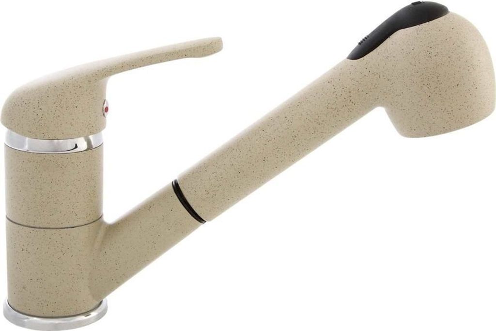 Wasserhahn ausziehbar Mischbatterie DAGA Armatur Schwenkbar Einhebel Spültischarmatur mit 2 Strahlarten Beige