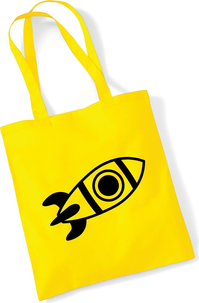 Huuraa Jutebeutel Rakete Raumschiff 10 Liter Yellow Baumwolle Tasche Geschenkidee