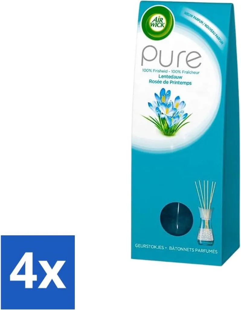 Air Wick Pure Bâtonnets Parfumés Rosée Printanière 30ml - Pack de 4