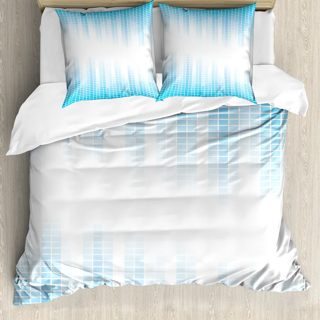 Offerta Copripiumino ABAKUHAUS 200x200 cm Blu e Bianco Geometrico