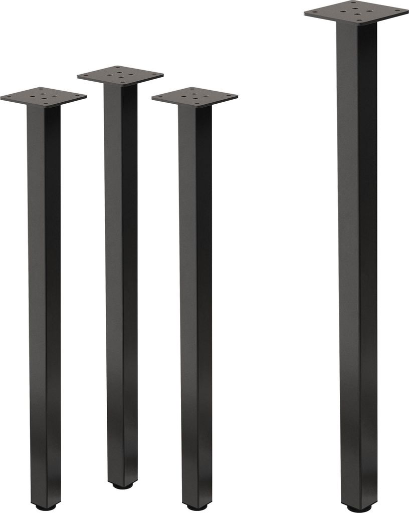 ML-Design 4er Set Tischbeine I-Design, 72 cm, Dunkelgrau, Optik Industrial, Stahl, pulverbeschichtet, Profil 4x4 cm, Höhenverstellbare Möbelfüß...