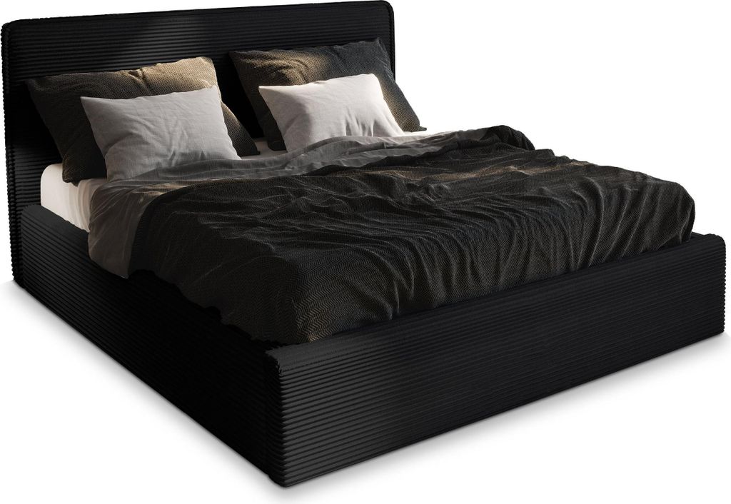 Masseno Polsterbett PARMA 120x200 cm, Polsterbett mit Bettkästen -Schwarz, LINCOLN 100