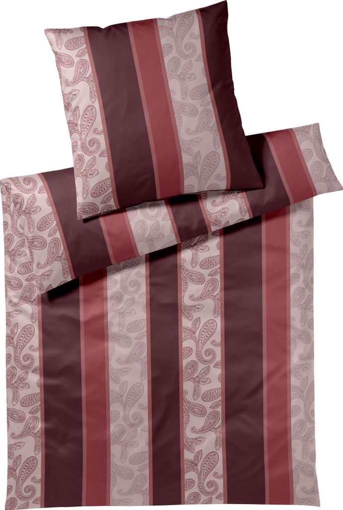 JOOP! Mako-Satin-Kissenbezug einzeln Paisley Stripes Farbe rouge Größe 40x80
