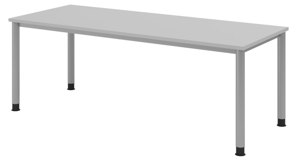 bümö Schreibtisch Serie-H - Gestell: Silber, Nachbildung: Grau, Größe: 200 x 80 cm