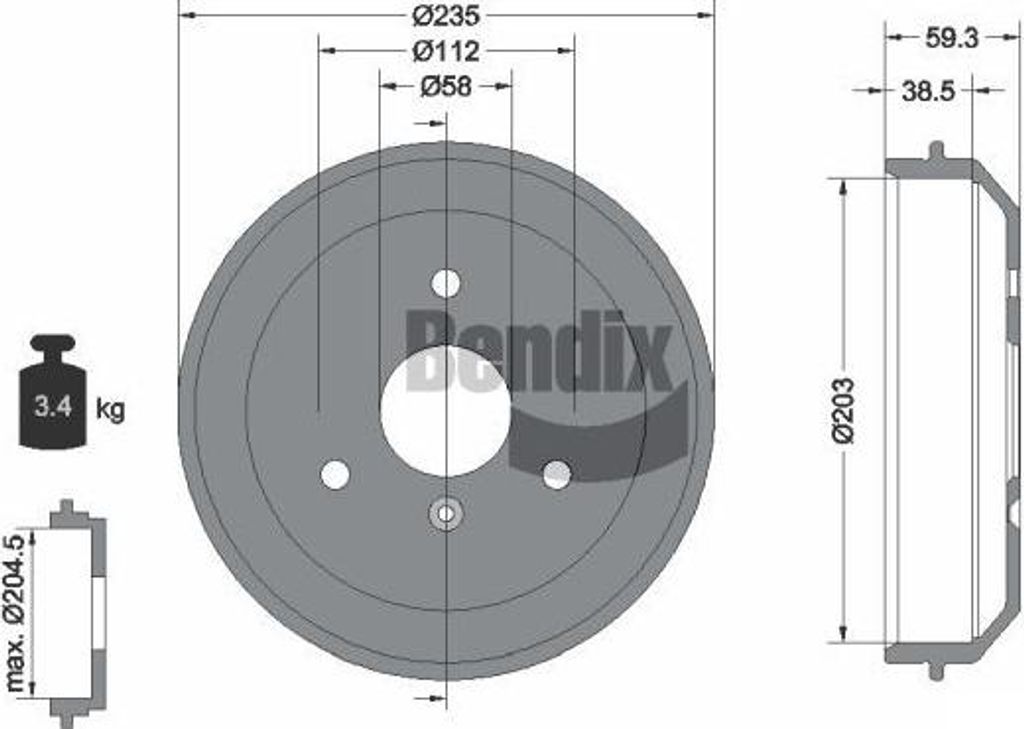 BENDIX Braking BDM1049 Bremstrommel OE 0004329V003000000 kompatibel mit Cabrio, City-Coupe, Crossblade, Fortwo, Roadster