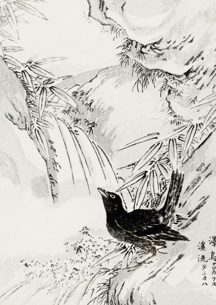 Plakat 21x29,7cm Eastern Rook, Japanischer Kashu Vintage für das Wohnzimmer