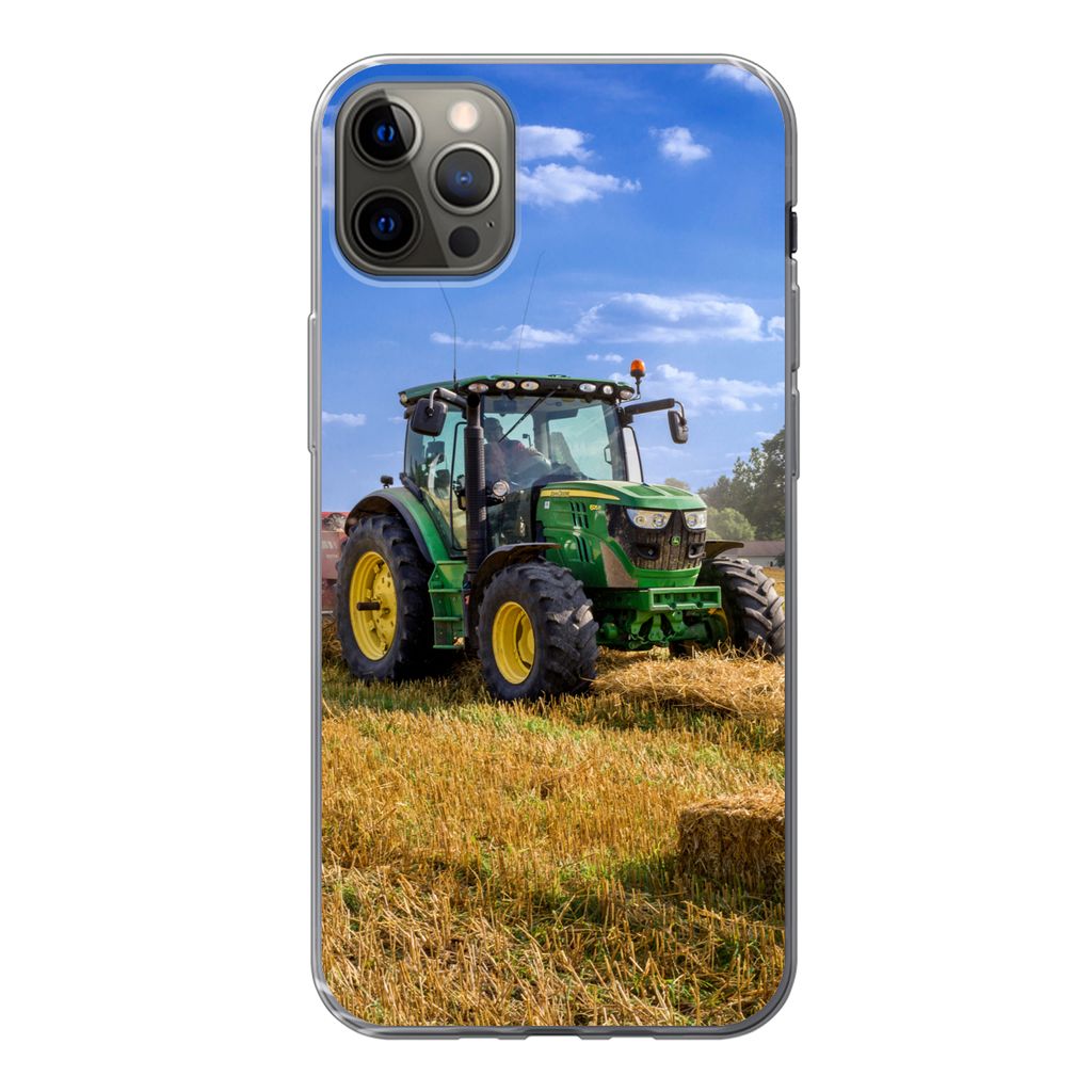 MuchoWow Handyhülle Schutzhülle Hülle für iPhone 12 Pro Max Traktor - Bauernhof - Heu - Feld - Sonne - Landleben Silikon Softcase Handy Hüll...