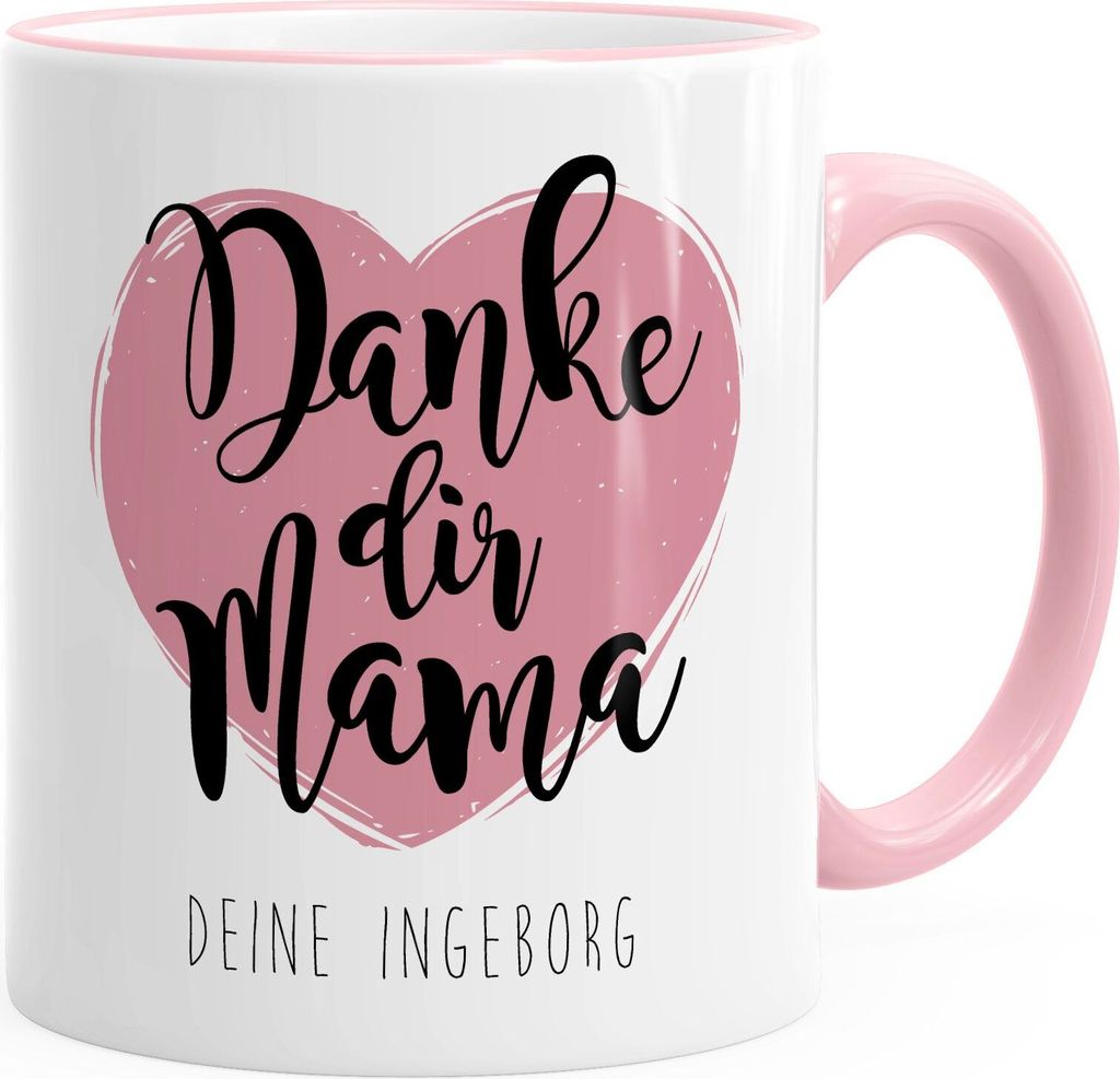 Kaffee-Tasse Geschenk zum Muttertag personalisiert Danke dir Mama MoonWorks rosa unisize