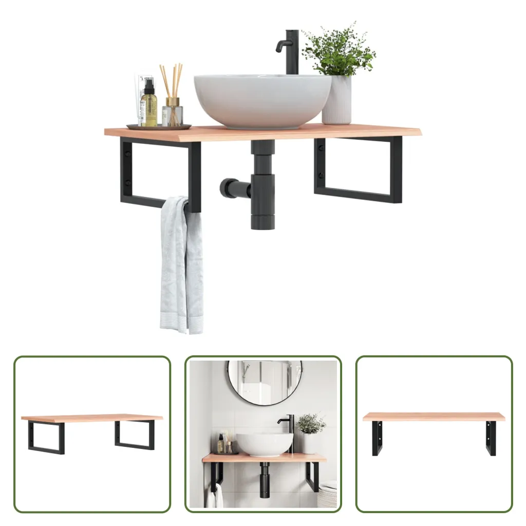 Mensola Lavabo Rovere Massello e Acciaio | Design Bagno Moderno