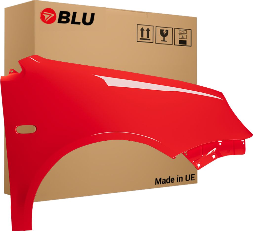 BLU Kotflügel Passend für VW Volkswagen Polo 9N IV 4 LP3G Rechts Rot FlashRot | 2001-2005 | Vorderseite Vorne | Lackiert | Einbaufertig