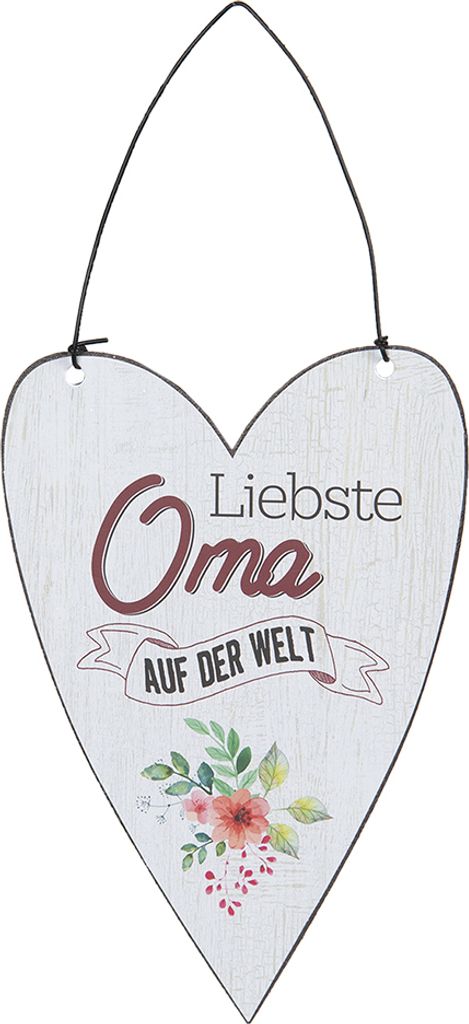Clayre & Eef Textschild 12x18 cm Weiß Eisen Herzförmig