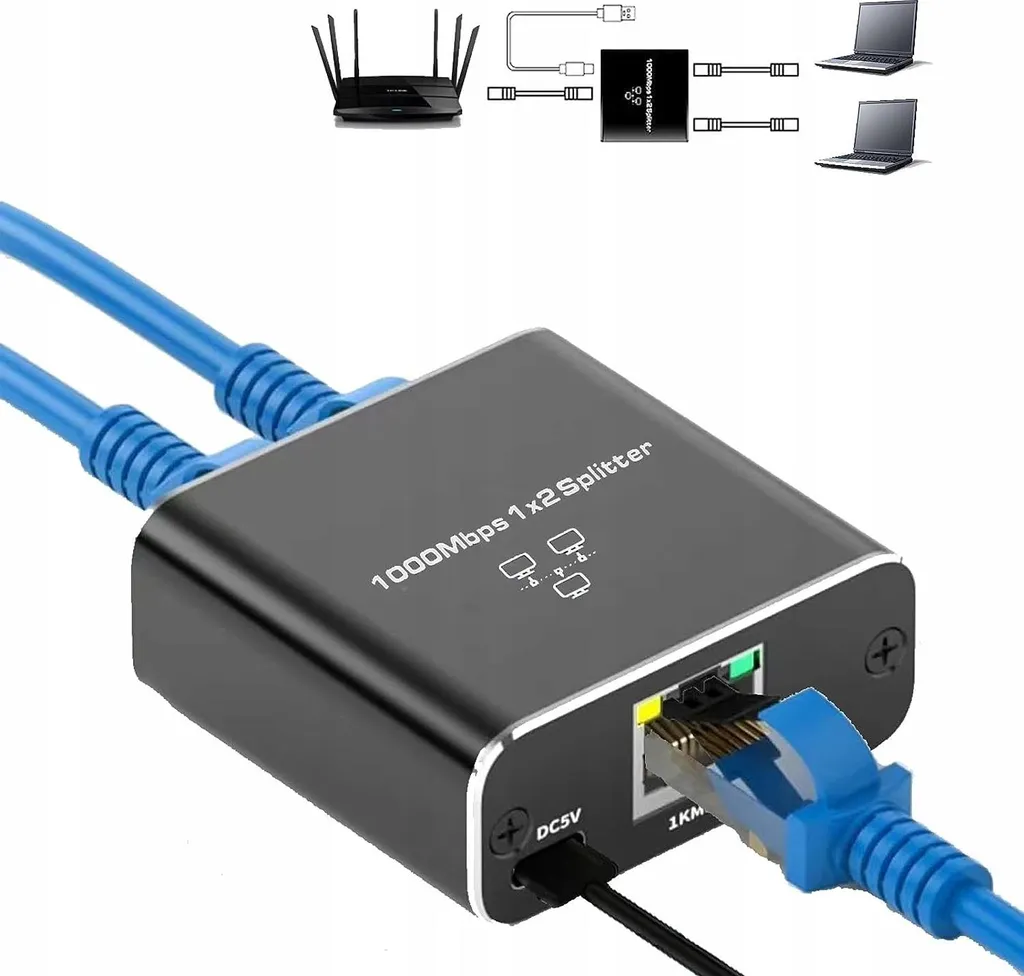 Switch Ethernet 2 Ports RJ45 Adaptateur LAN 1000Mb/s Transfert Rapide