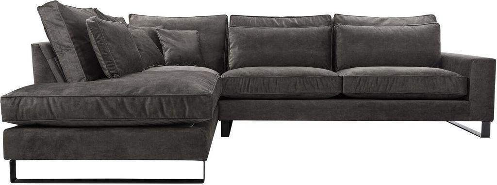BETTSO Ecksofa Sofa mit Rückenfunktion in L Form Polsterecke Eckgarnitur COLLIN Dunkelgrau Links