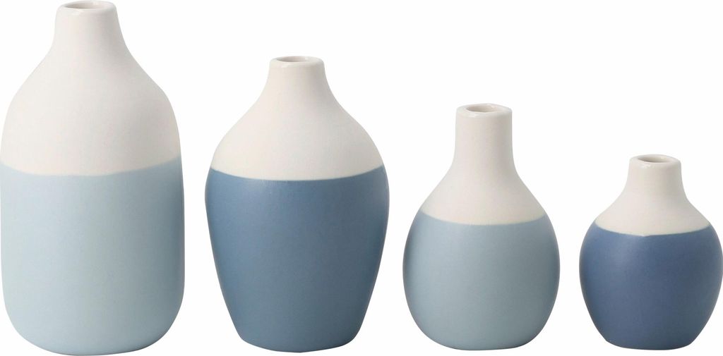 Mini Flaschenvasen blau 4er Set