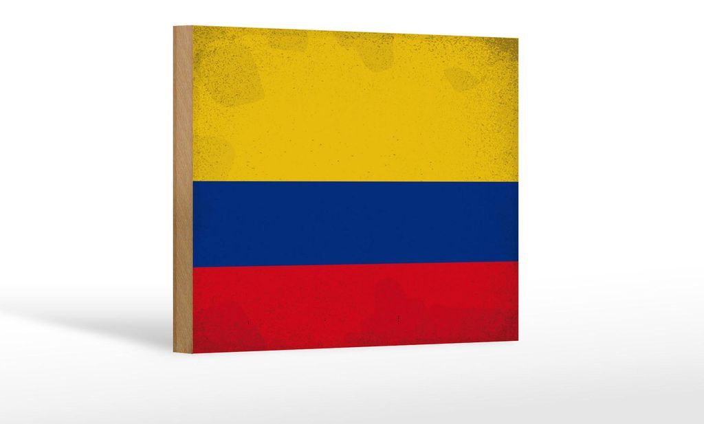 Holzschild Flagge Kolumbien 18x12cm Flag Colombia Vintage