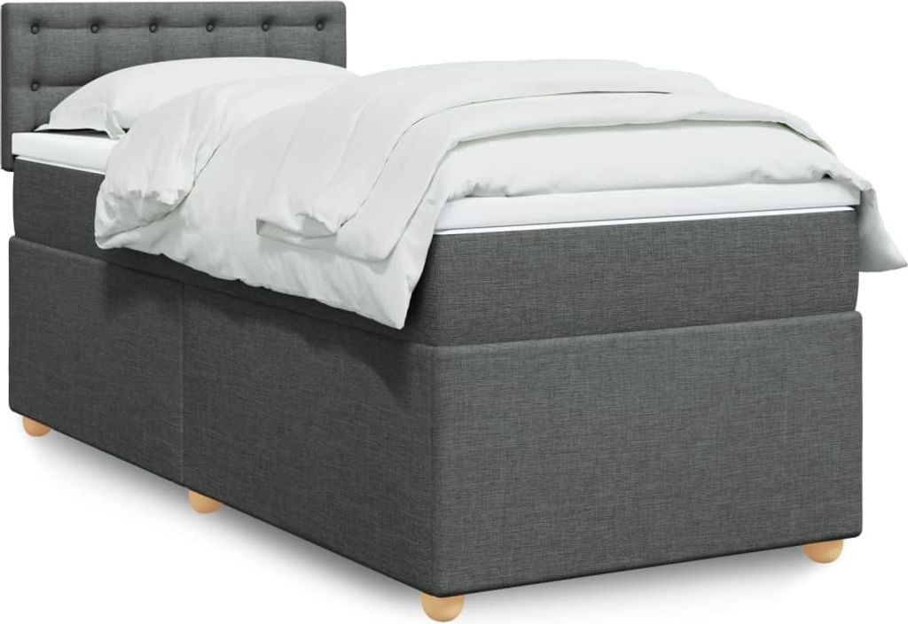 Maison Exclusive - Boxspringbett mit Matratze Dunkelgrau 90x200 cm Stoff