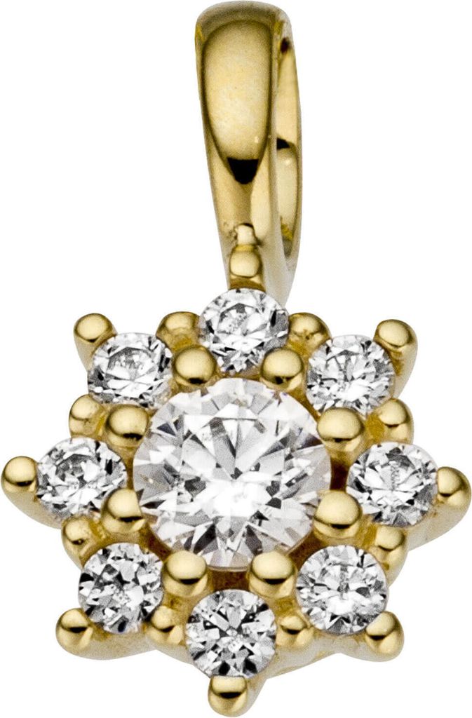 Anhänger aus 333 Gold Gelbgold Stern mit 9 weißen Zirkonia Halsschmuck Damen