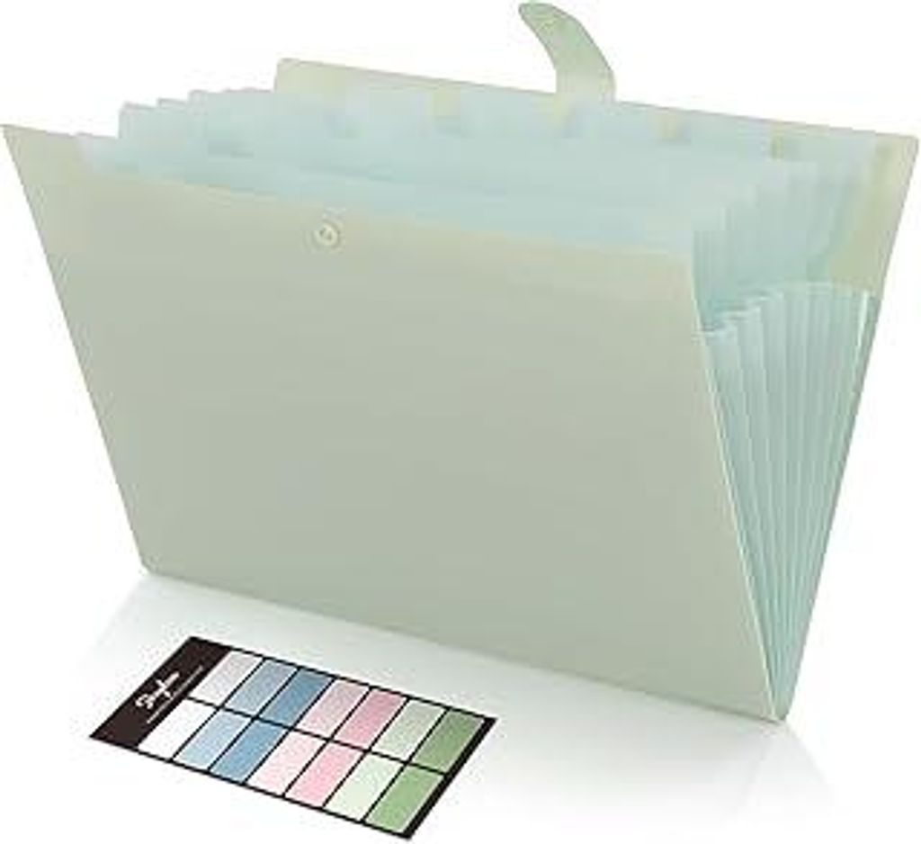 SKYDUE Dokumentenmappe A4, Mappe Mit 8 Fächern, Fächermappe A4 Mit Etiketten, Tragbar Ordnungsmappe Mappen Ordnersystem, Document Folder Für Zuh...