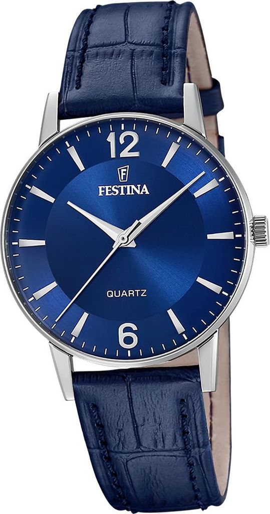 Festina Herrenuhr Klassik Armbanduhr Leder blau D2UF20690/3