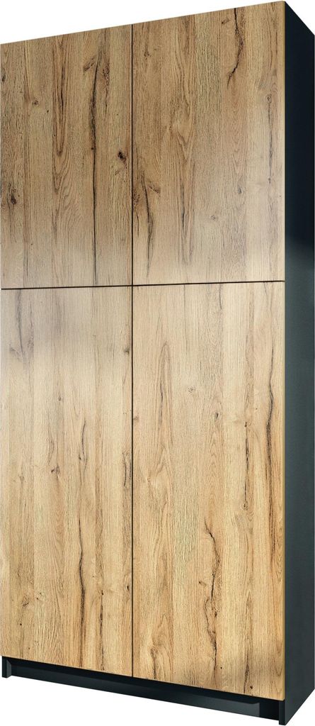 InnoFurn Aktenschrank Elona M1, Büroschrank mit Soft-Close & Push-to-Open, Aufbewahrungschrank, Büro, Home Office. Wohnzimer, Schwarz/Eiche Natur...