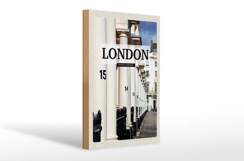Holzschild Reise 20x30cm London United Kingdom Stadt Retro Produktbild 