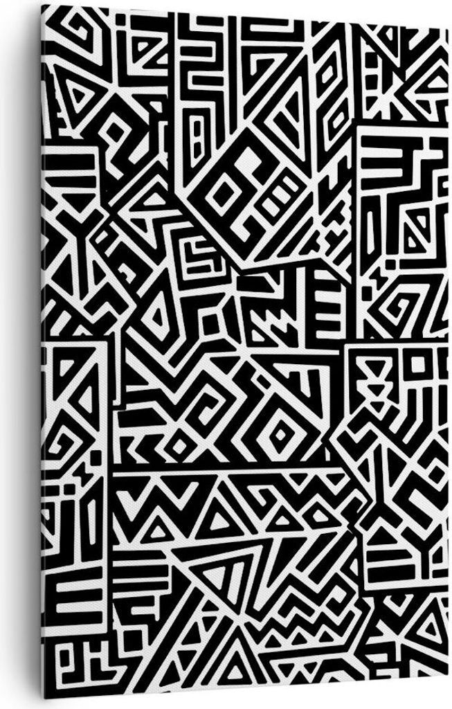 Bild auf Leinwand - Leinwandbild - Einteilig - Op-Art. Schwarz Weiß - 80x120cm - Wand Bild - Wanddeko - Wandbilder - Leinwanddruck - Wanddekoratio...