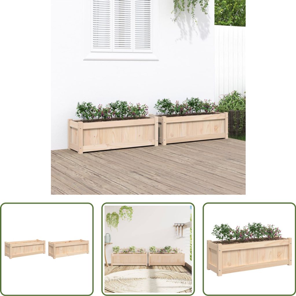 The Living Store Pflanzkübel 2 Stk. Massivholz Kiefer